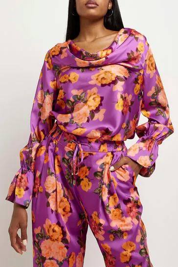 Bluza din satin cu print